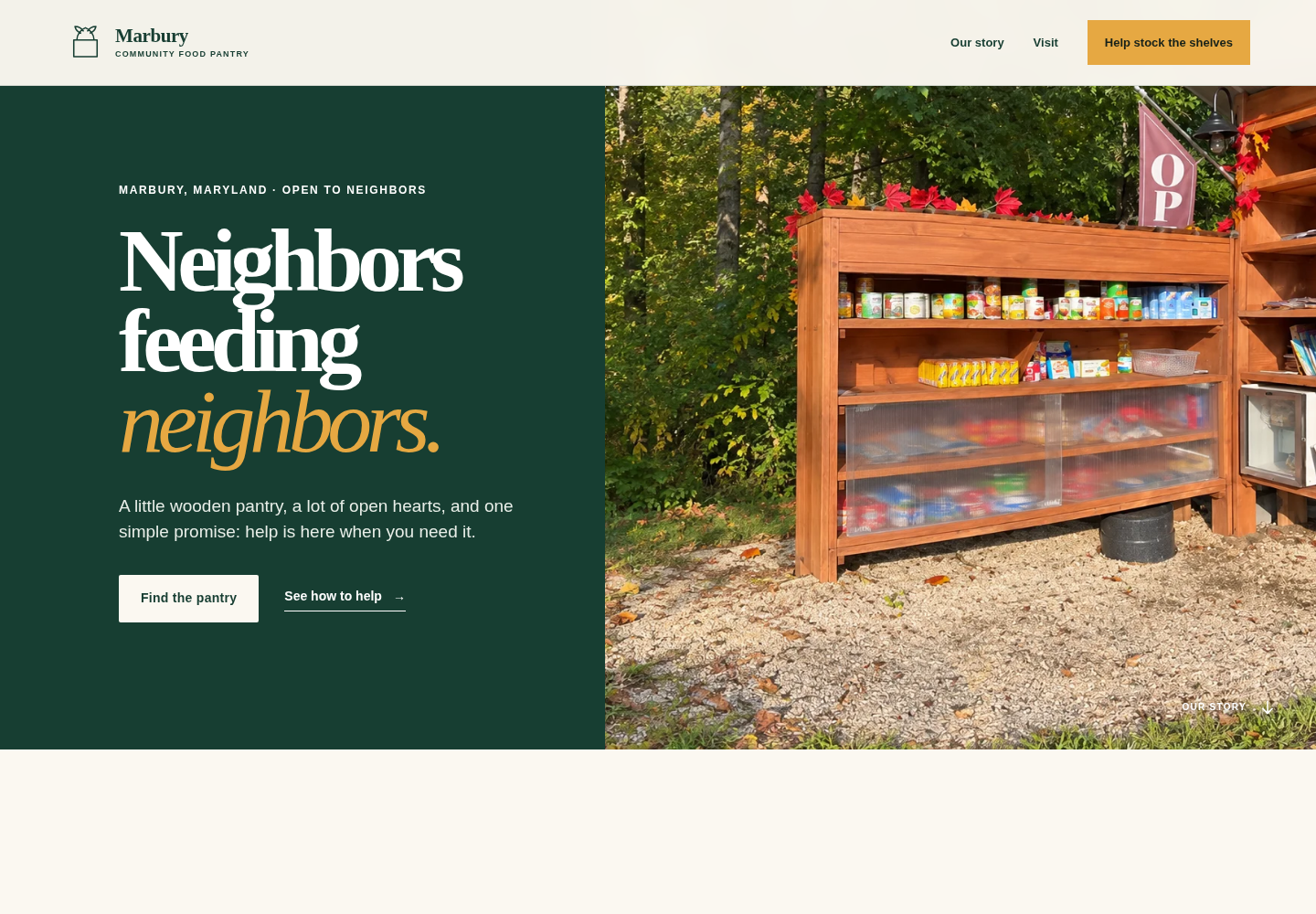 Marbury Community Pantry website preview